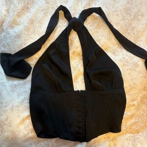 Black Halter Neck Tank Top